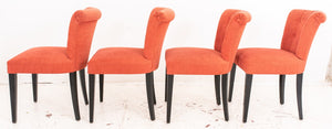 Italian Upholstered Scroll Back Side Chairs, 4 (8920562237747)