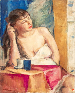 S. Wolfe Danziger Seated Semi-Nude Figure Oil