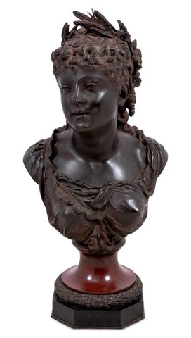Pierre Louis Detrier Bronze Bust of a Woman