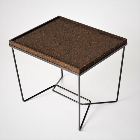 Aronde Black Lacquered Steel & Burnt Cork Side Table