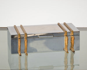 Art Deco Silver Plated and Bronze Seahorses Decorative Box (8814802075955)