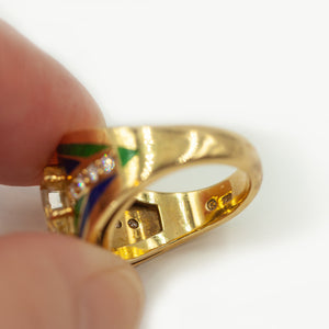 18kt Yellow Gold Sapphire and Diamond Enamel Ring (8318390305075)