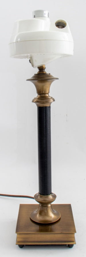 Traditional Brass & Vegan Leather Table Lamp (8949621457203)