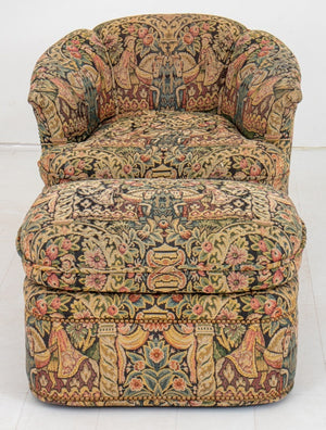 Vintage Needlepoint Upholstered Chair & Ottoman (8379317649715)