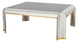 Karl Springer Style Chrome Marble Top Coffee Table (8512803864883)