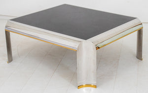 Karl Springer Style Chrome Marble Top Coffee Table (8512803864883)