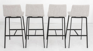 Modern Grey Boucle Upholstered Bar Stools, Set of Four (8552057274675)