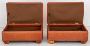 Art Deco Style Leather Ottomans (8383610192179)