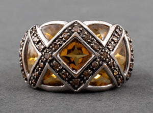 10K White Gold Citrine Diamond Ring (8819793101107)