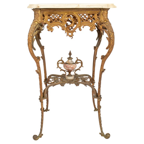 Victorian Marble Topped Gilt Metal Table