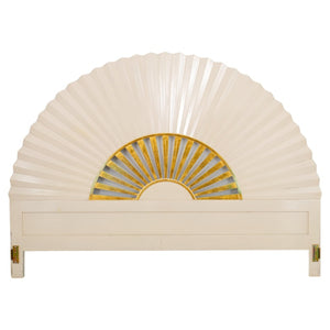 Asian Modern Fan-Shaped Lacquered King-Sized Bed (8422787318067)