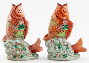 Chinese Export Porcelain Koi Fish Form Vases (8443712471347)