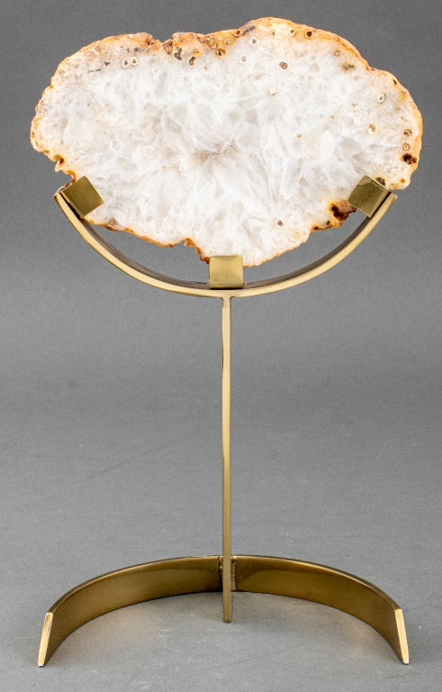 Quartz Crystal Mineral Specimen on Brass Stand