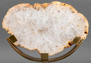Quartz Crystal Mineral Specimen on Brass Stand (8406315106611)