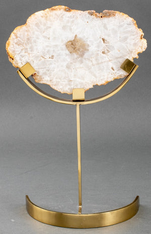 Quartz Crystal Mineral Specimen on Brass Stand (8406315106611)