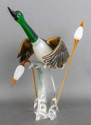 Oscar Zanetti Murano Glass Mallard Duck Sculpture (8557099057459)