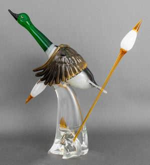 Oscar Zanetti Murano Glass Mallard Duck Sculpture (8557099057459)