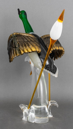 Oscar Zanetti Murano Glass Mallard Duck Sculpture (8557099057459)