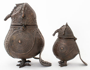 Indian Dhokra Bronze Owl Containers, ca. 1900, 2 (8467823624499)