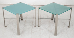 Donald Deskey Style Art Deco Steel Side Tables, Pair (9052445704499)