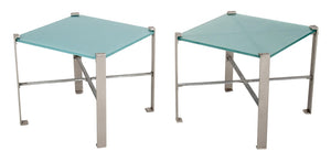 Donald Deskey Style Art Deco Steel Side Tables, Pair (9052445704499)