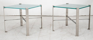 Donald Deskey Style Art Deco Steel Side Tables, Pair (9052445704499)