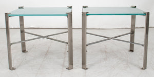 Donald Deskey Style Art Deco Steel Side Tables, Pair (9052445704499)