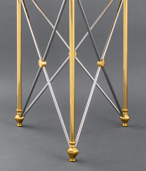 Jansen Style Steel & Brass Side Tables, Pair (8503525343539)