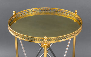 Jansen Style Steel & Brass Side Tables, Pair (8503525343539)