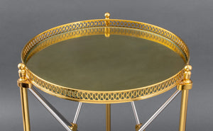 Jansen Style Steel & Brass Side Tables, Pair (8503525343539)