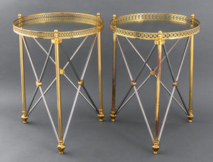 Jansen Style Steel & Brass Side Tables, Pair (8503525343539)