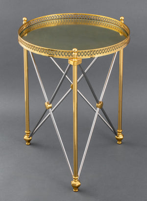 Jansen Style Steel & Brass Side Tables, Pair (8503525343539)