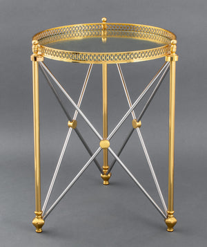 Jansen Style Steel & Brass Side Tables, Pair (8503525343539)