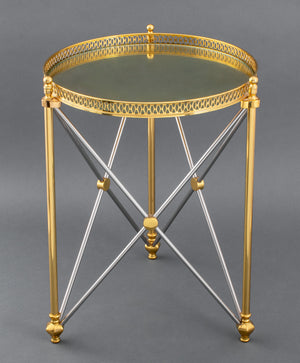 Jansen Style Steel & Brass Side Tables, Pair (8503525343539)