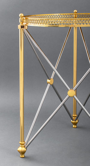 Jansen Style Steel & Brass Side Tables, Pair (8503525343539)