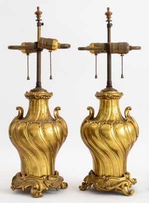 Regence Style Ormolu Vases Mounted as Lamps, Pair (8494402896179)