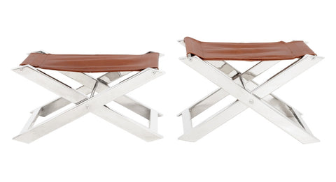 Charles Hollis Jones Style Chrome Folding Stools, 2