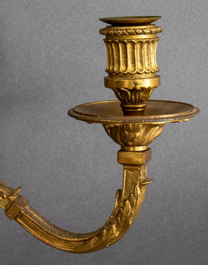 Pair of Louis XVI Style Gilded Two Light Sconces 2 (8767946981683)