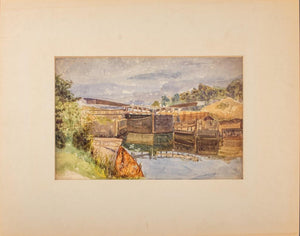 H.E. "Old Windsor Lock" Watercolor on Paper, 1870 (8928889667891)