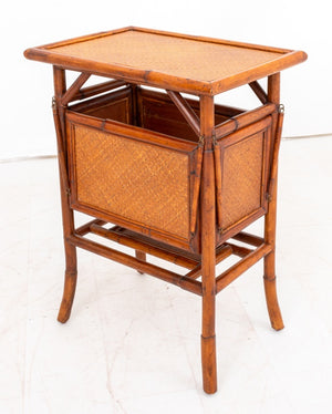 Rattan and Bamboo Drop Leaf Bar or Lamp Table (8944659923251)