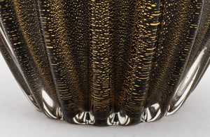 Salviati Style Bronze & Gold Fleck Glass Vase (8900275437875)