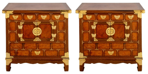 Korean Brass-Mounted Yew Wood Cabinets, 2