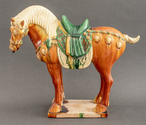 Tang Style Sancai Glazed Terracotta Horse Figure (8898372141363)