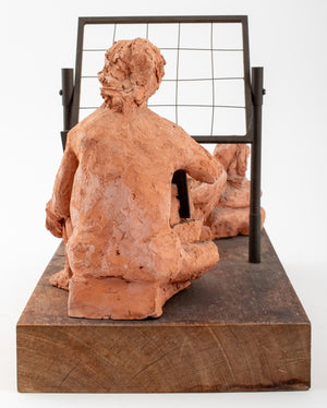 Mary Frank Nude Figural Group Terracotta Sculpture (9381999083827)