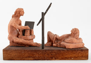 Mary Frank Nude Figural Group Terracotta Sculpture (9381999083827)