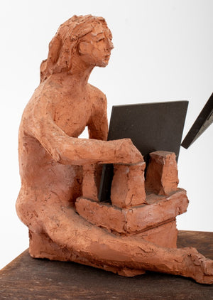 Mary Frank Nude Figural Group Terracotta Sculpture (9381999083827)