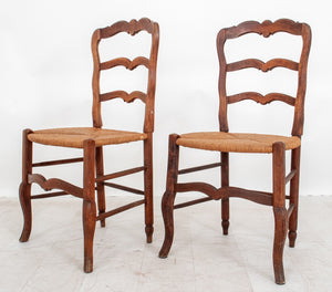 French Provincial Walnut Ladder Back Side Chairs, 2 (8741276909875)