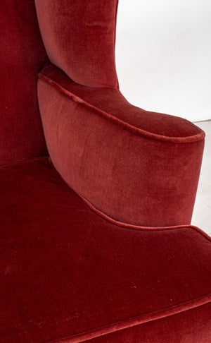 George III Style Rose Velvet Upholstered Wingchair (9058313044275)