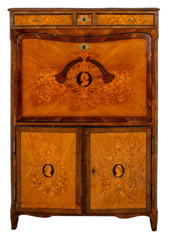 Louis Philippe Style Marquetry Secretaire, 19th C.