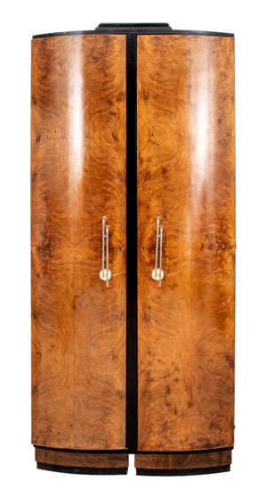 Art Deco Two Door Burl Walnut Armoire (8944185540915)
